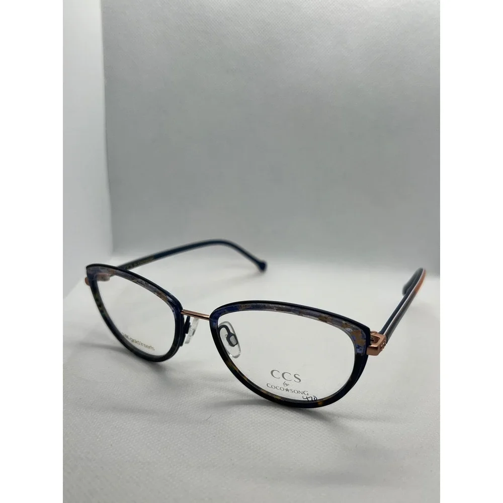 Coco Song Designer Eyeglasses Frames Cat Eye 24K Gold Accents‎ Italy 52-18-140